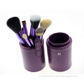 Purple color Cosmetic Makeup Brushes Set Make up Tool With Leather Cup Holder